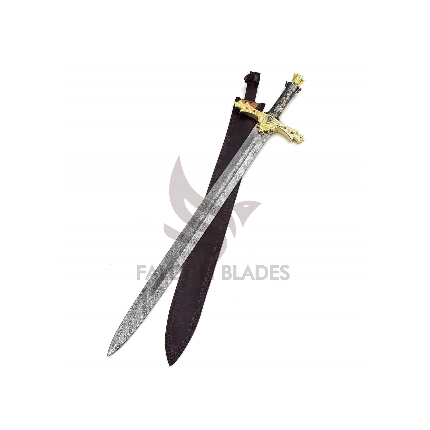 damascus lord of the rings sword, double edged sharped, sword, hunting ...
